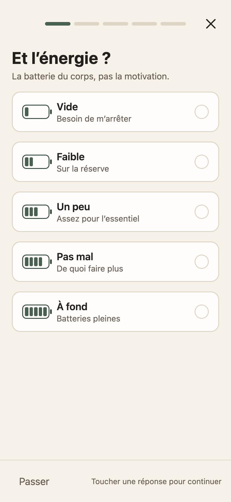 Mindum sur un téléphone : l’écran de check-in